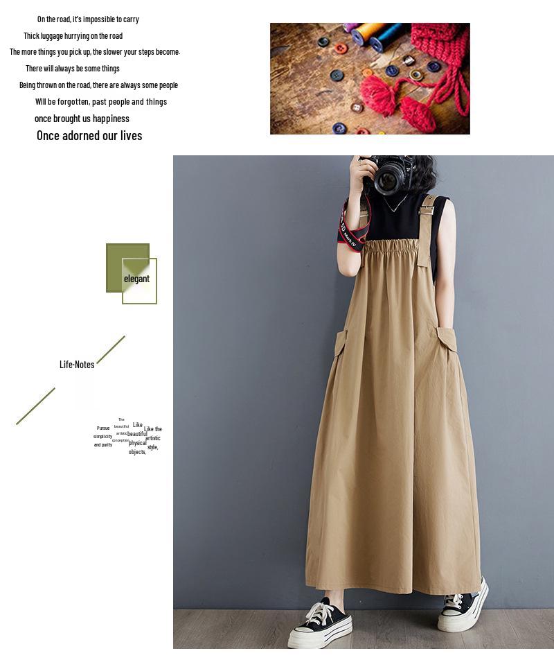 Elegantní letní korejský overalový šat s tenkými ramínky plus size