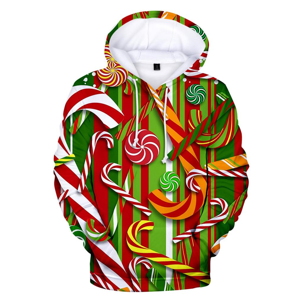 Christmas Fashion Print Loose Men'S And Women'S Thin Hooded Sweater
