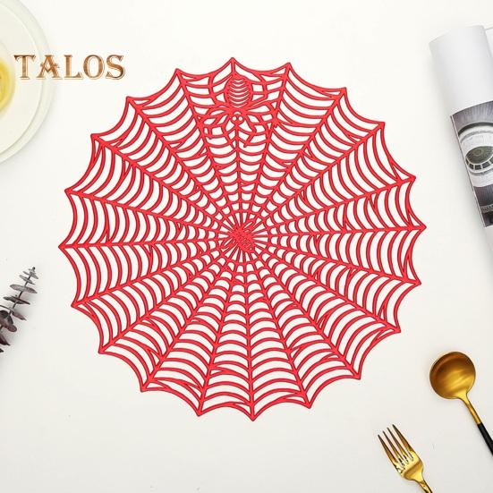 Halloween Table Place Mat Creative Plastic Spider Web Place Mat Waterproof Oil Proof Heat Insulation Bowl Mat Reusable Anti Scald Pad Kitchen Supplies