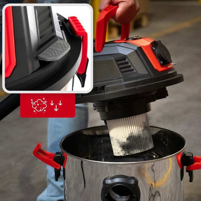 Industrial Vacuum Cleaner wet and dry Lehmann Force - 1500 W - 30 L - Electric Tool socket 2000 W, HEPA blow function