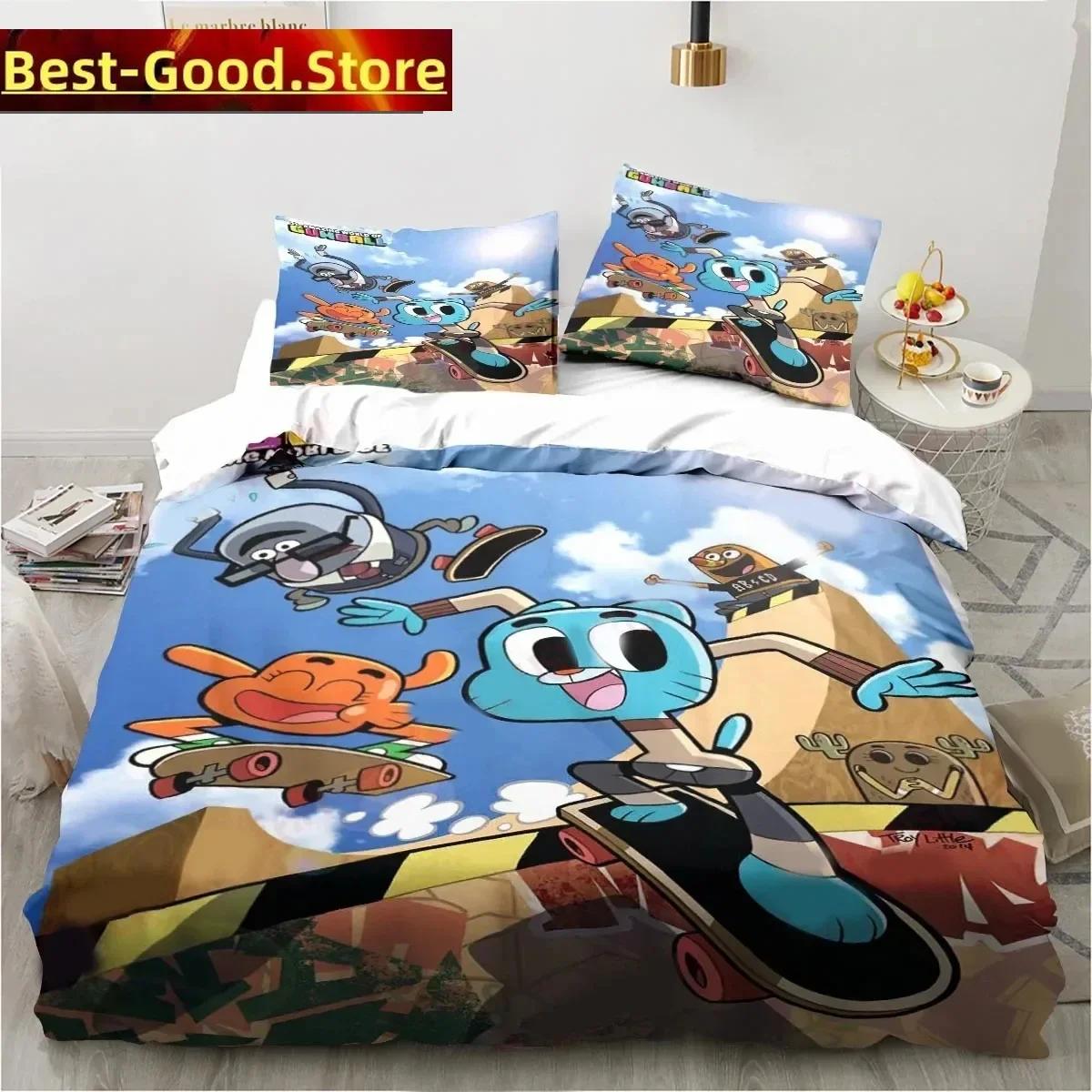 

Comforter Cartoon The Amazing World Bedding Set Gumball Boys Girls Twin Queen King Size Bed Boys Adult Comforter (quilt)-EU Single(135*200cm)3pcs