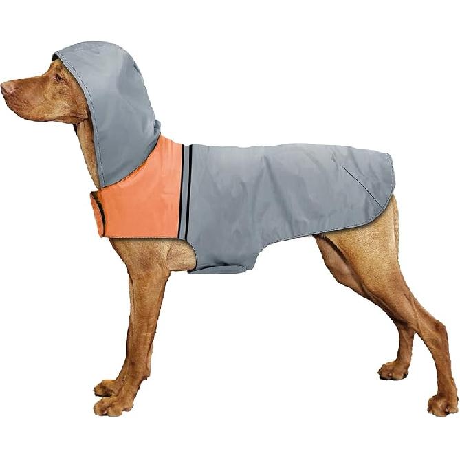 Дождевик для собаки со светоотражающей полосой, Ультралегкая дышащая водонепроницаемая дождевая куртка для собаки, Регулируемый водонепроницаемый дождевик для собаки с капюшоном, Подходит для S