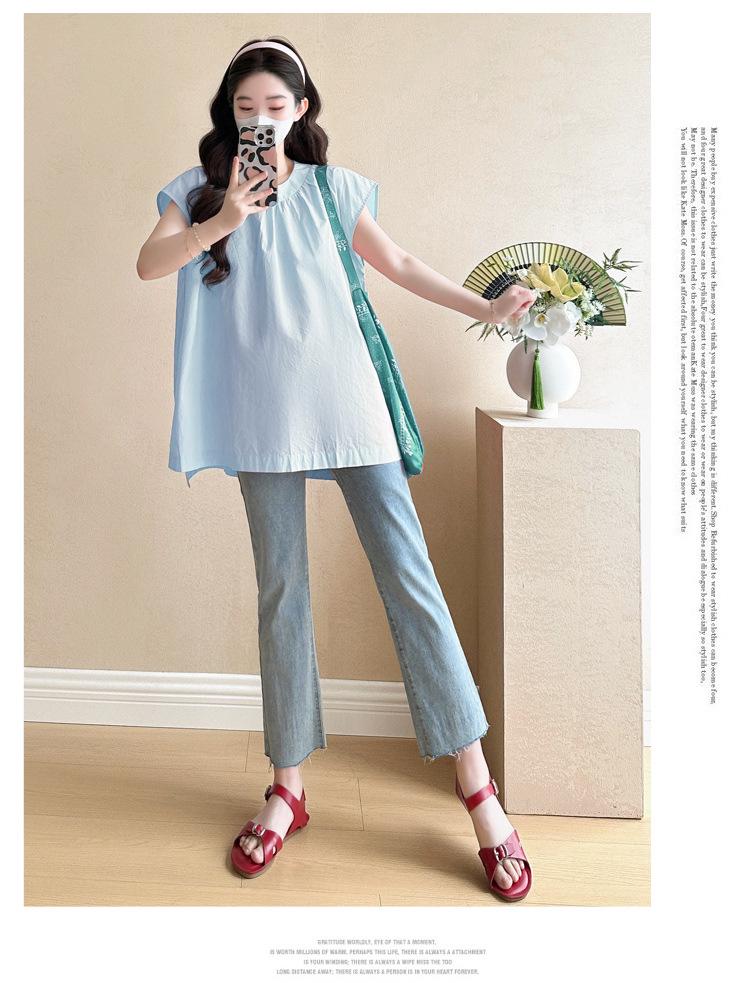 2026 Summer Stylish Maternity Loose Split Top with Round Neck