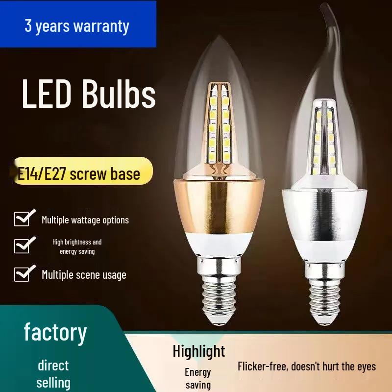 LED Energy-Saving Starry Candle Bulb with Pointed Tip - E14/E27 Screw Base