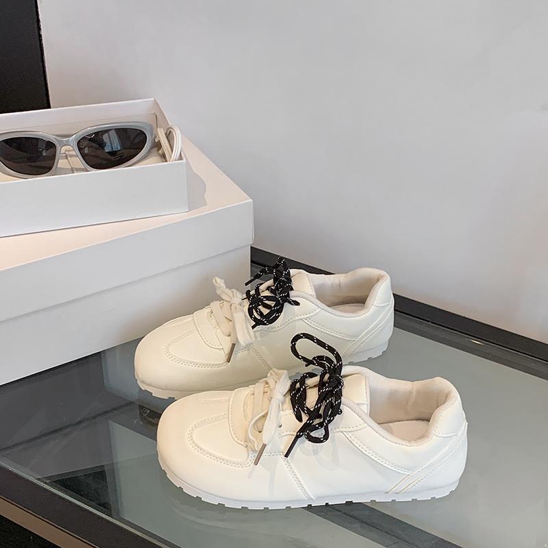Retro German Training Shoes Women Spring Summer New Flat Bottom Casual Small White Shoes Students Tied Sports Female Gump Shoe