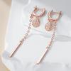 Trend Long Tassel Water Drops Dangle Earrings For Women Fashion  Rose Gold Color With Natural Zircon Fine Daily Jewelry
