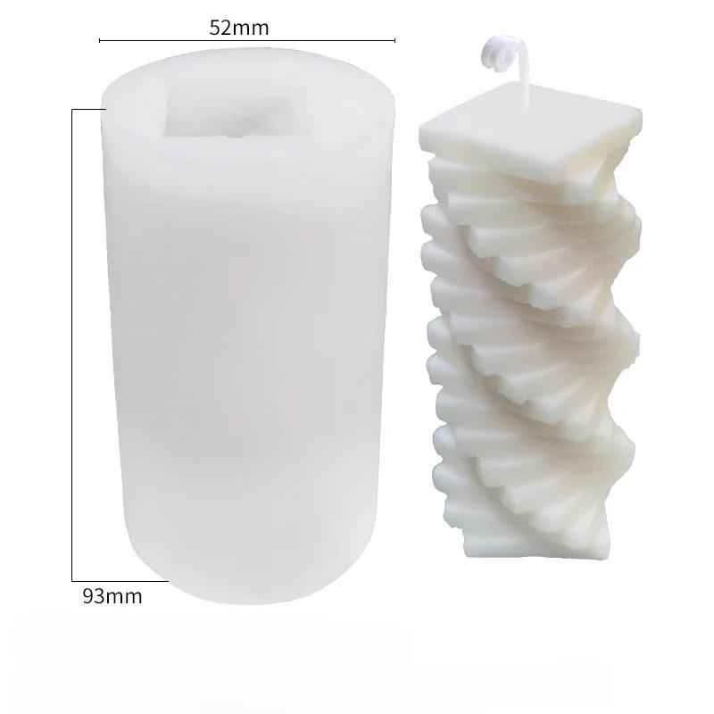 Soap Molds 3D Spiral Square Column Silicone Candle Mould DIY Creative Geometric Architecture Series Aromatherapy Candle Gypsum