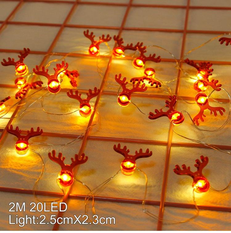 2M 20LED Santa Claus Snowman Elk Garland Lights String Christmas Decorations for Home 2025 Xmas Tree Ornaments Navidad New Year