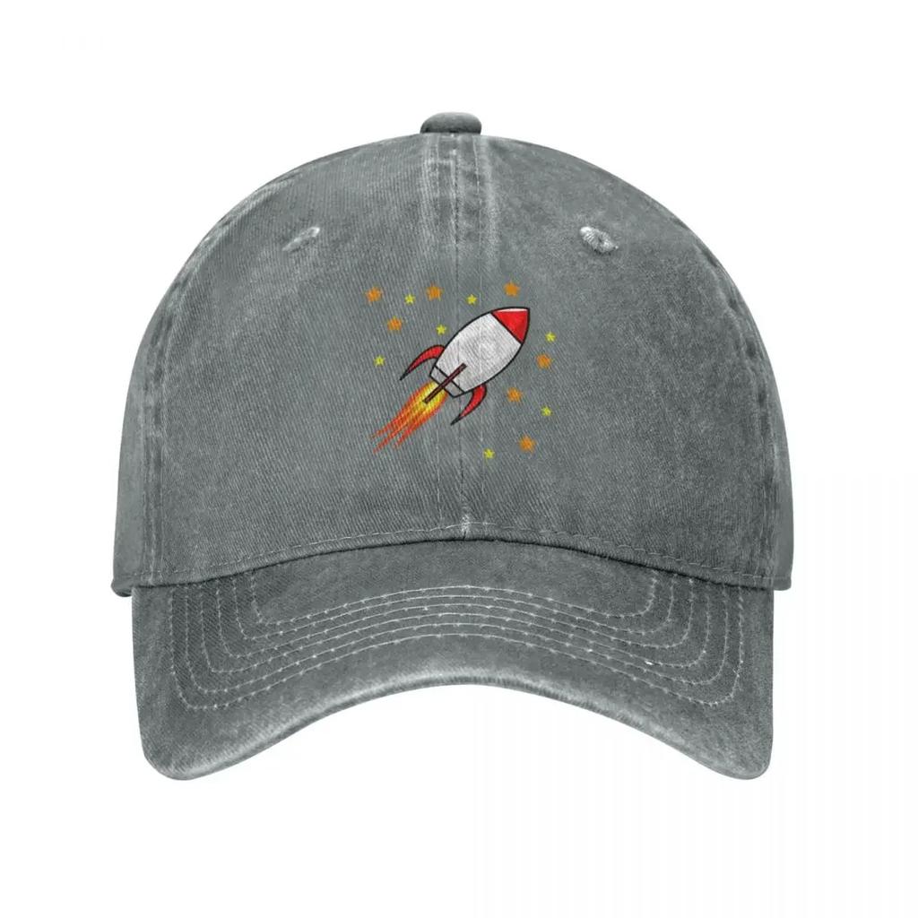 Süßes Raketenschiff im Weltall Baseballkappe Militärkappe Unisex Flauschiger Hut Damenmützen UnisexS
