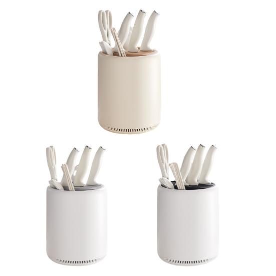 Kitchen Cutter Rack And Chopstick Holder 360° Rotation Stable Storage Rack Breathable Water-Draining Multifunctional Kitchen Organizer