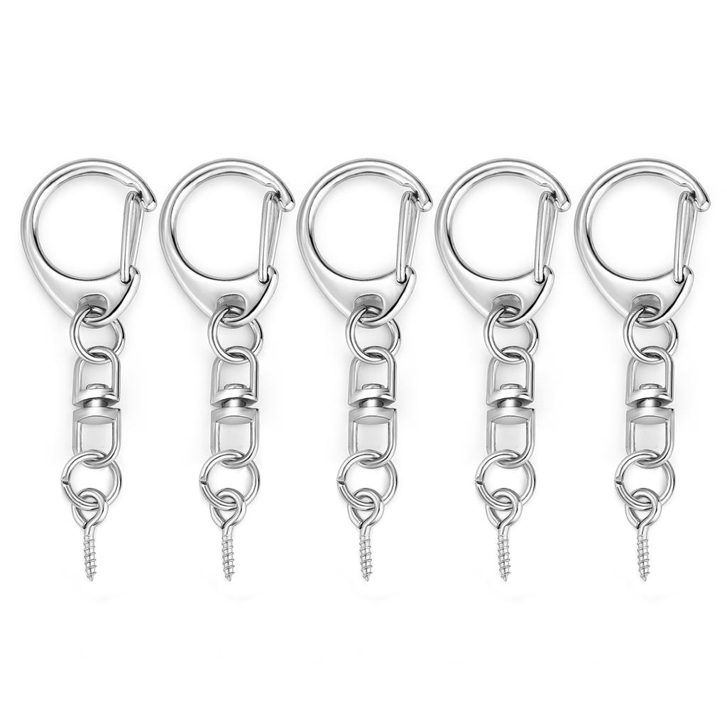 5/10pcs Lobster Clasp Key Ring Keychain C Shape Clasps Connector Hook For DIY Zircon Making Finding Key Chain Accessories