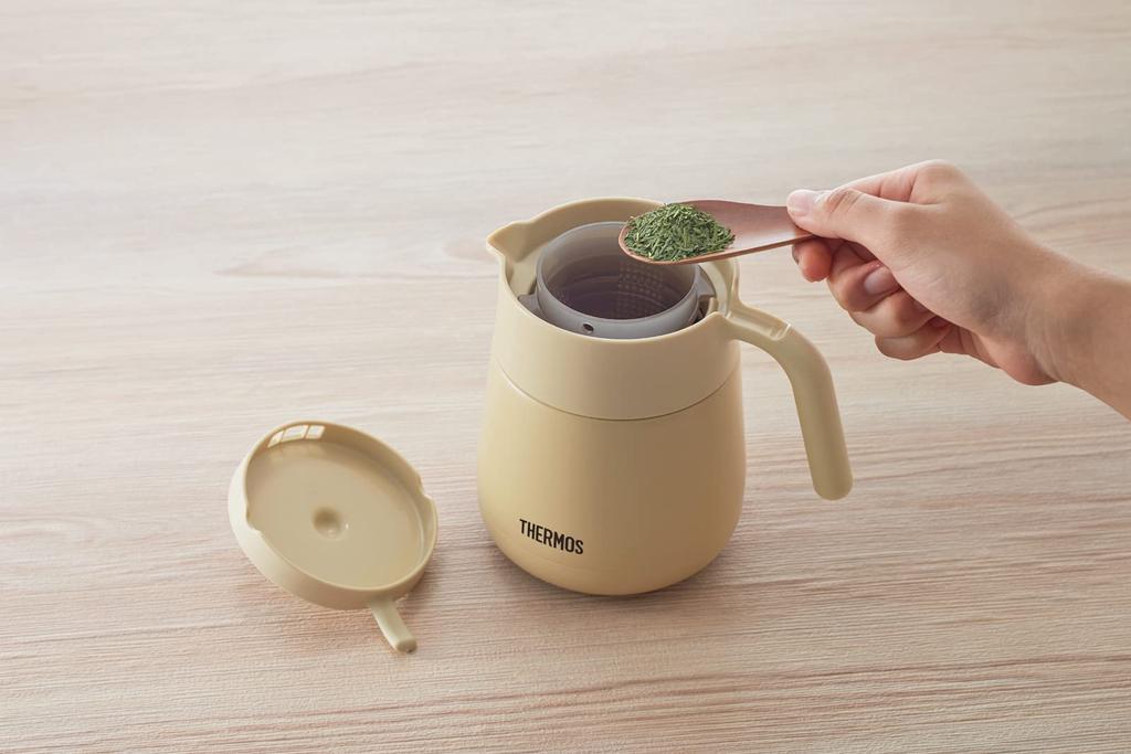 Thermos Vacuum Insulated Teapot with Strainer, 700ml, Light Gray, TTE-700 LGY
