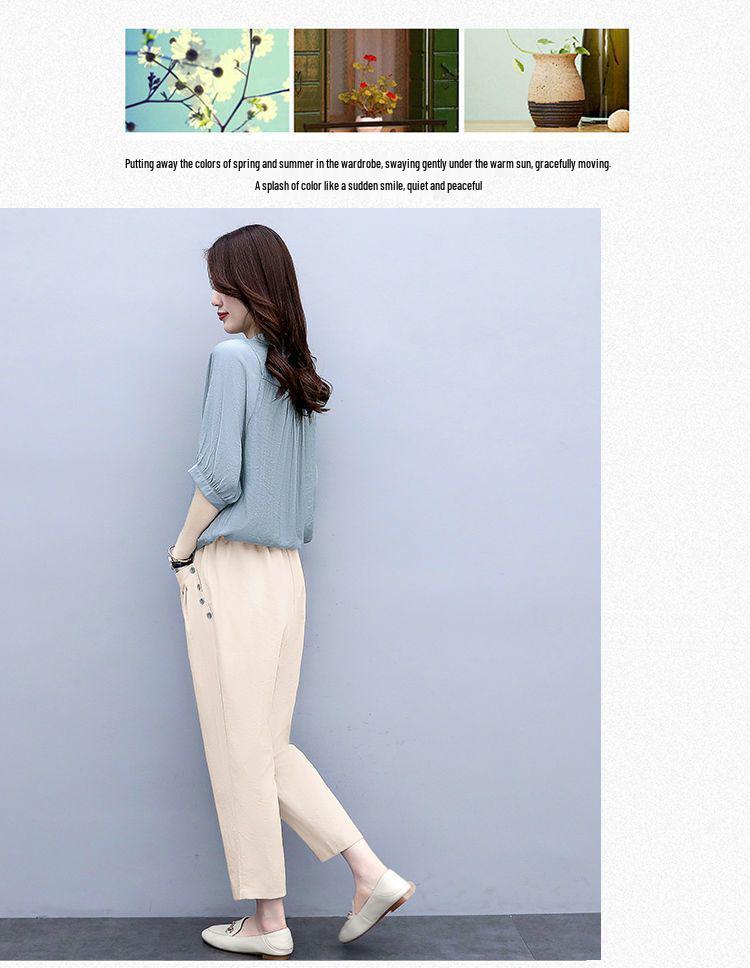 Women's 2024 Summer Korean-Style Linen Suit: Fashionable Loose Slimming Two-Piece Set