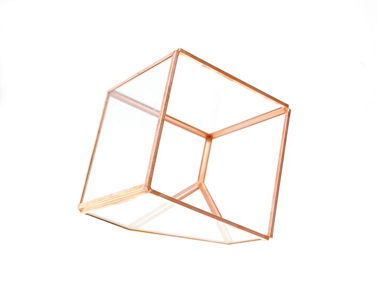 Small Retro Cube Glass Greenhouse for Preserved Flowers and Succulents