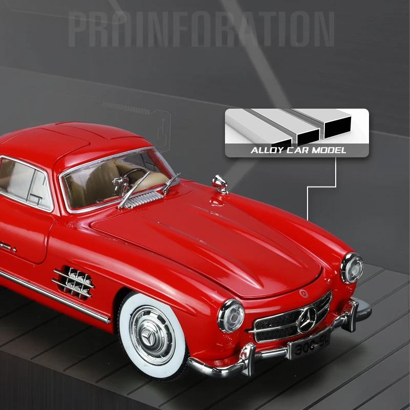 Simulation 1:24 Scale Benz 300SL Alloy Car Model With Sound Light Diecast Metal Toy Vehicle For Boy Collective Miniature Voiture