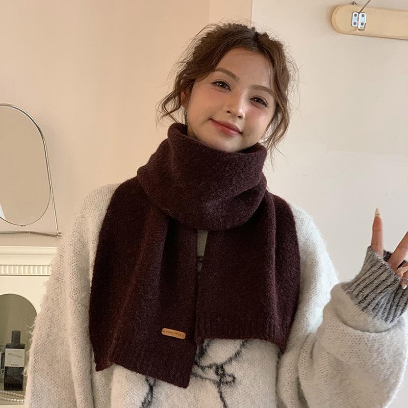 New solid color imitation cashmere scarf women's winter thickened warm versatile advanced sense age reduction cold scarf tide