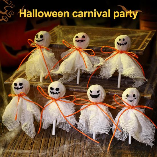 12 Pcs Halloween Ghost Lollipop Wrappers White Cloth Ghost Candy Wrappers for Homemade Candy DIY Trick or Treat Party Decoration