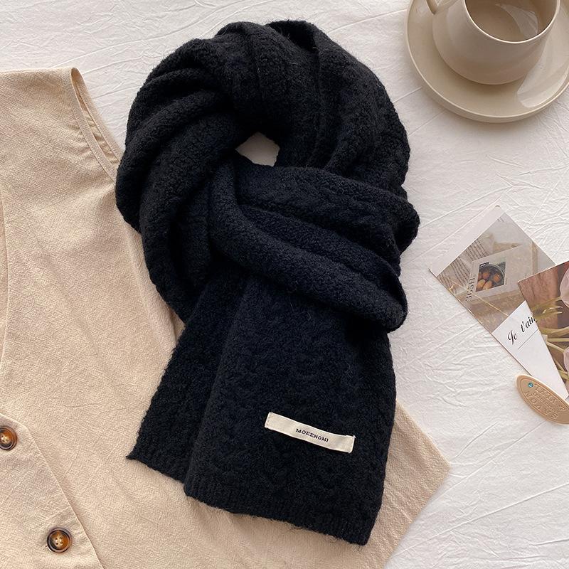 Wool knitted wool scarf winter men's and women's new high-end versatile scarf neck protection brown