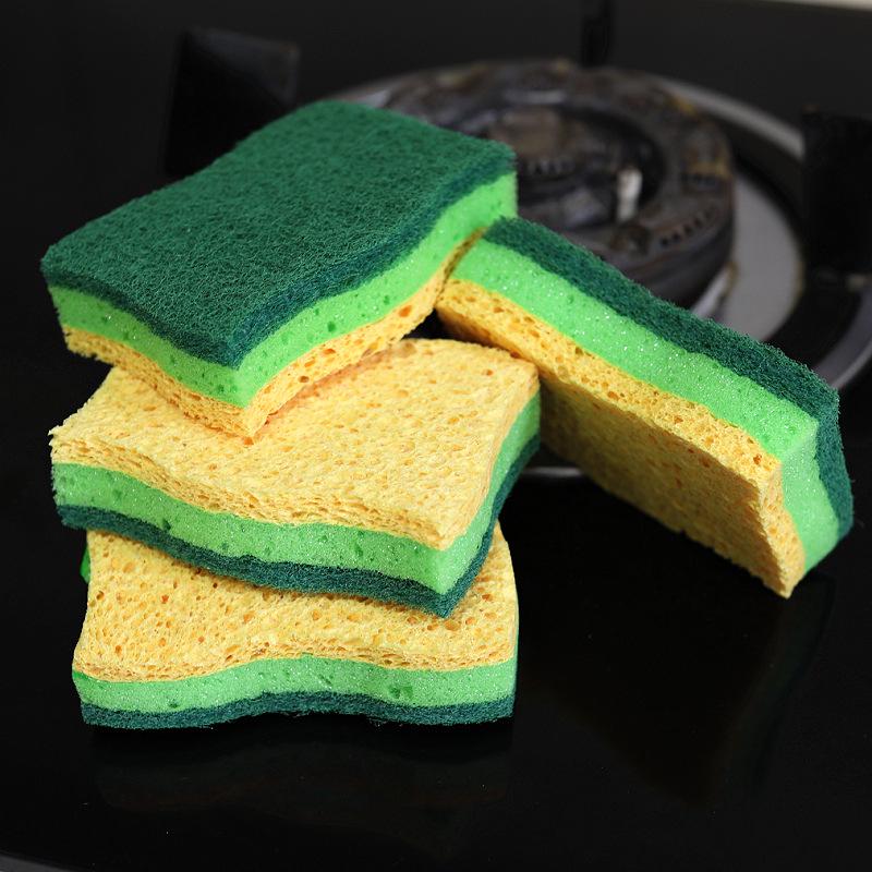 Sunuo Jie Li Wood Pulp Cotton Dishwashing Sponge & Scrubber Pad - Absorbent Kitchen Cleaning Block