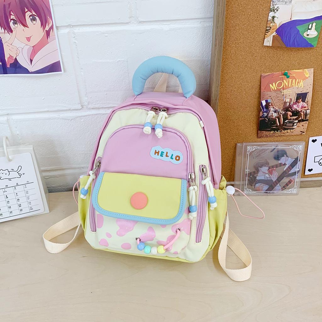 Schoolbag small fresh high-value girl leisure travel backpack contrasting colors versatile middle school students make-up class mini schoolbag
