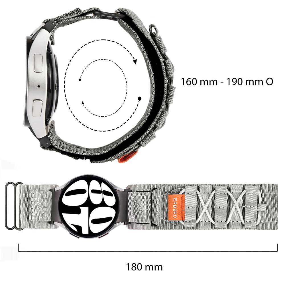 ERBORD Runner Nylon Strap for Samsung Galaxy Watch 4/5/6/7, Gray
