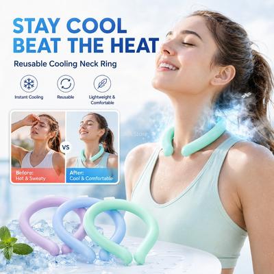 Gel Neck Cooling Wrap Reusable Ice Pack Tube Cooler Ring Liquid Cooling Band for Outdoor Summer Travel Sports Use