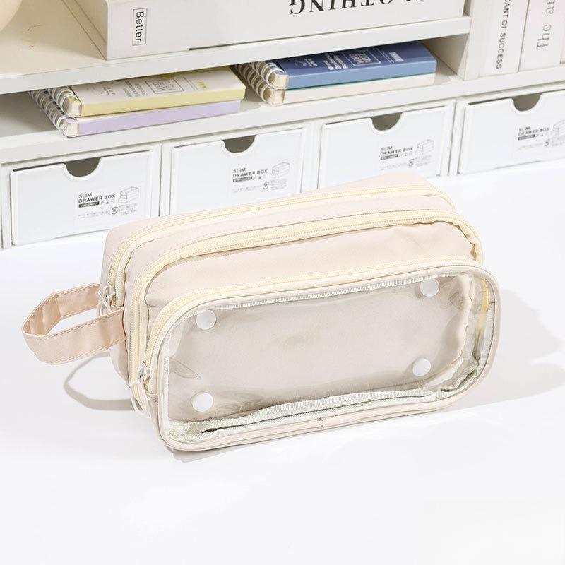 

Cute Pen Case, Large-capacity Material, New Transparent Pen Case грязно-белый