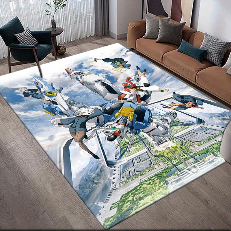 Mobile Suit Gundam Epic Battle Square Area Rug, Non-Slip Floor Mat for Bedroom, Perfect Gift for Mecha Fans.chl