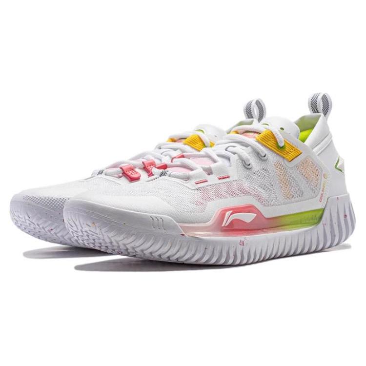 New LiNing Anti 5 Low Cushioned Wear Resistant Lightweight Low Top Basketball Shoes Unisex White Red Yellow ABFU005-4
