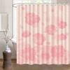 1Pc Warm Pink Pattern Shower Curtain, High-End Elegant Bathroom Curtain, Multi-Functional Curtain, Bathroom Decorative Curtain