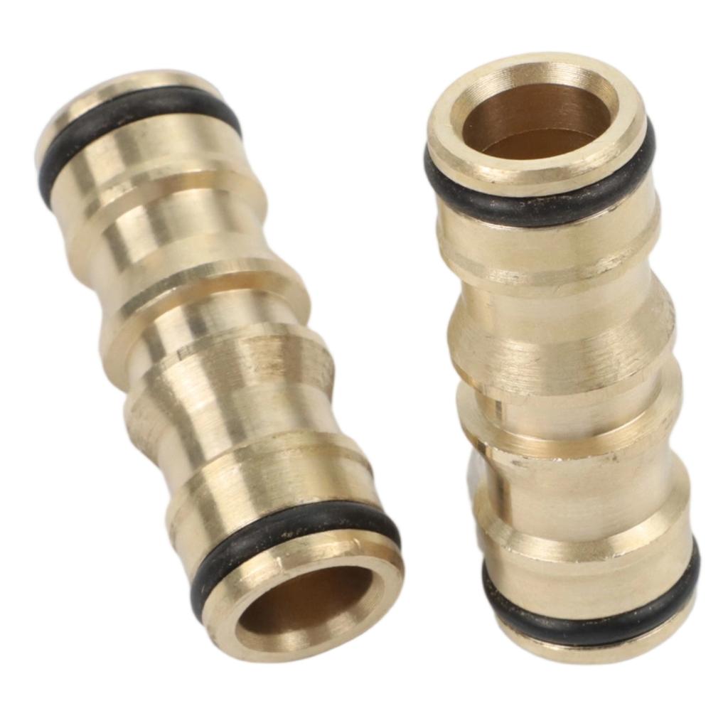 Brass Hose Connector Double Male Connector Sealing Rubber Ring Solid Brass Material Water Leakage Prevention As Pictures Show