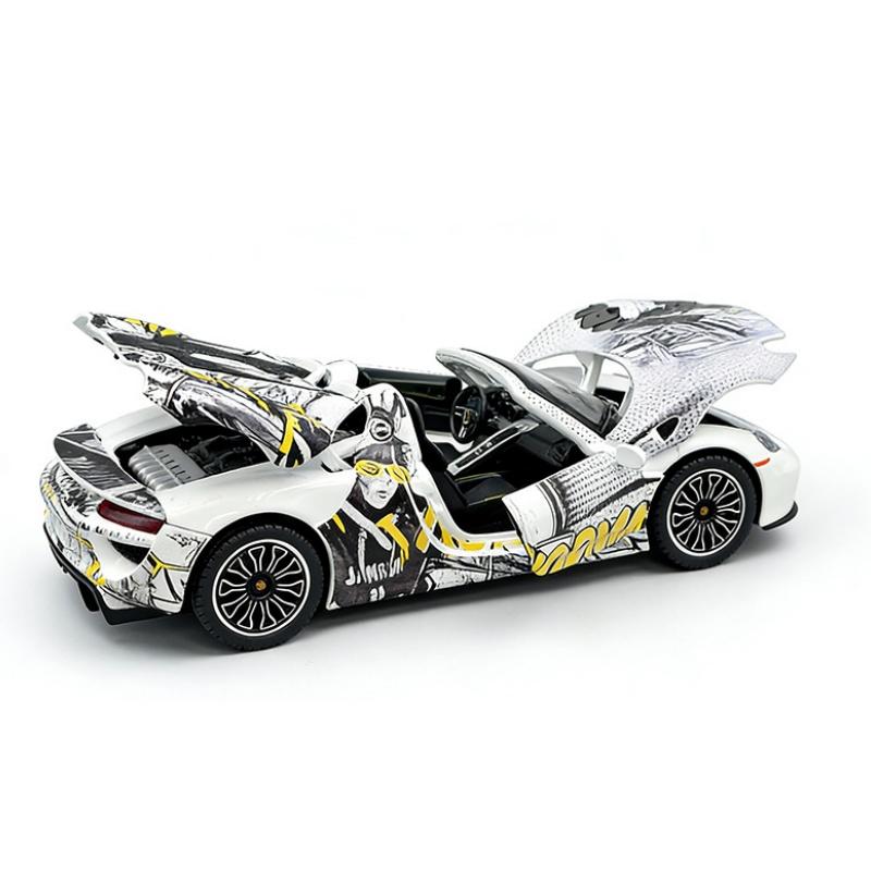 1/24 Porsche 918 Spyder Supercar Alloy Car Model Sound and Light Pull Back Children's Toy Collectibles Birthday Gift