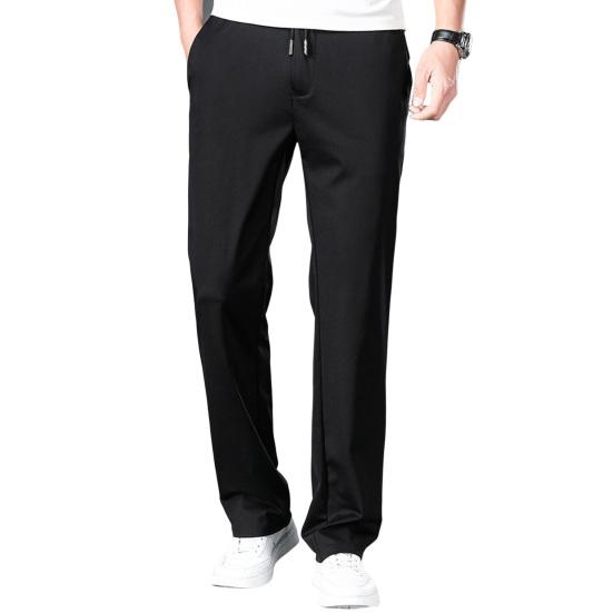

Свободные брюки, модные однотонные гладкие свободные брюки, летние тонкие свободные повседневные брюки, длинные брюки, уличная одежда 2XL чёрный