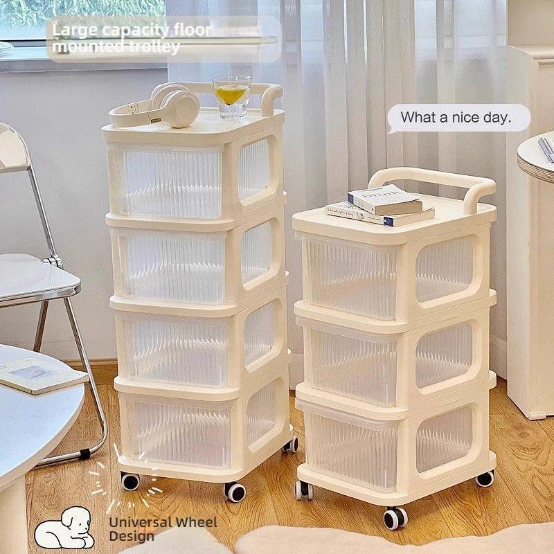 Multi-Layer Drawer-Type Trolley Storage Rack Household Goods Storage Cabinet Wheeled Storage Shelf Large Capacity Trolley