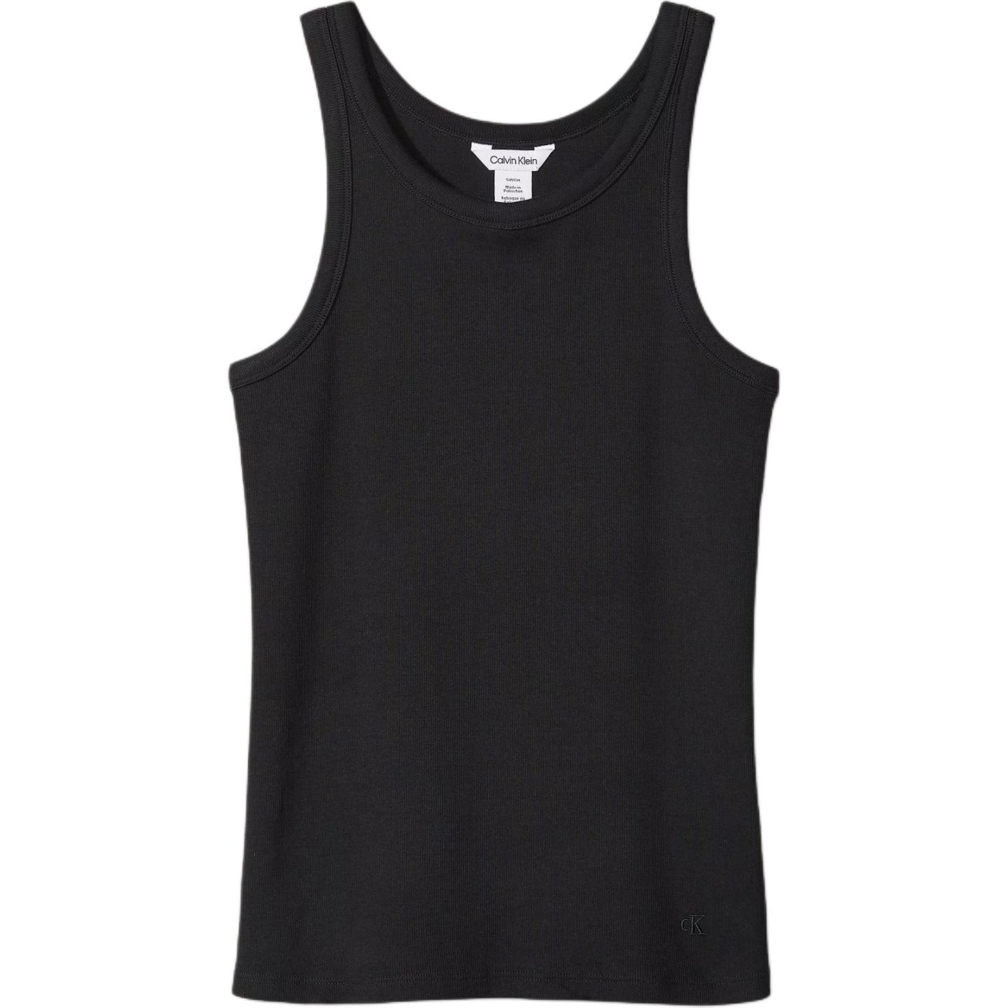 

Calvin Klein Ribbed Solid Color Simple Comfortable Crew Neck Tank Top Women tops Black 40W216P-001 S