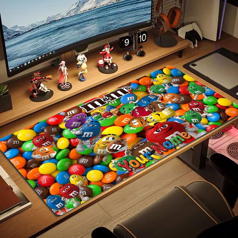M&M's Custom Name Large Size Mouse Pad Large Gaming Table Cushion Non-slip Laptop Tablet Big Mousepad XXL Mat Mini PC Playmat With Lock edge