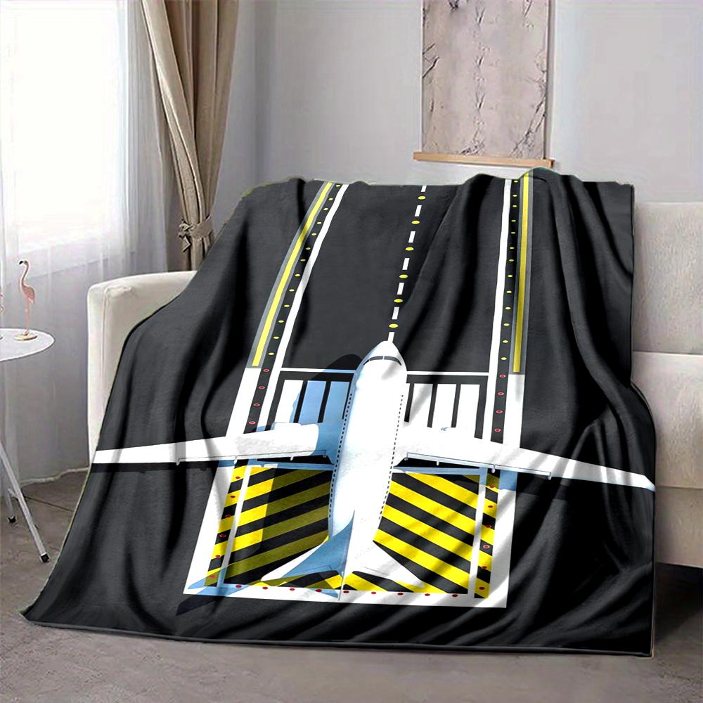 1Pc Airplane Runway Blanket Soft And Comfortable Casual Warm Camping Travel Christmas Halloween Xmas Gift M92845