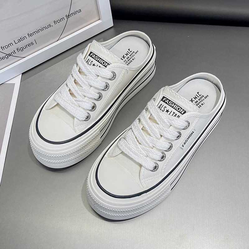 

Тапочки Baotou полутапочки женские летние 2025 года новые верхняя одежда без каблука холст ленивые одна педаль повседневные универсальные классические 40