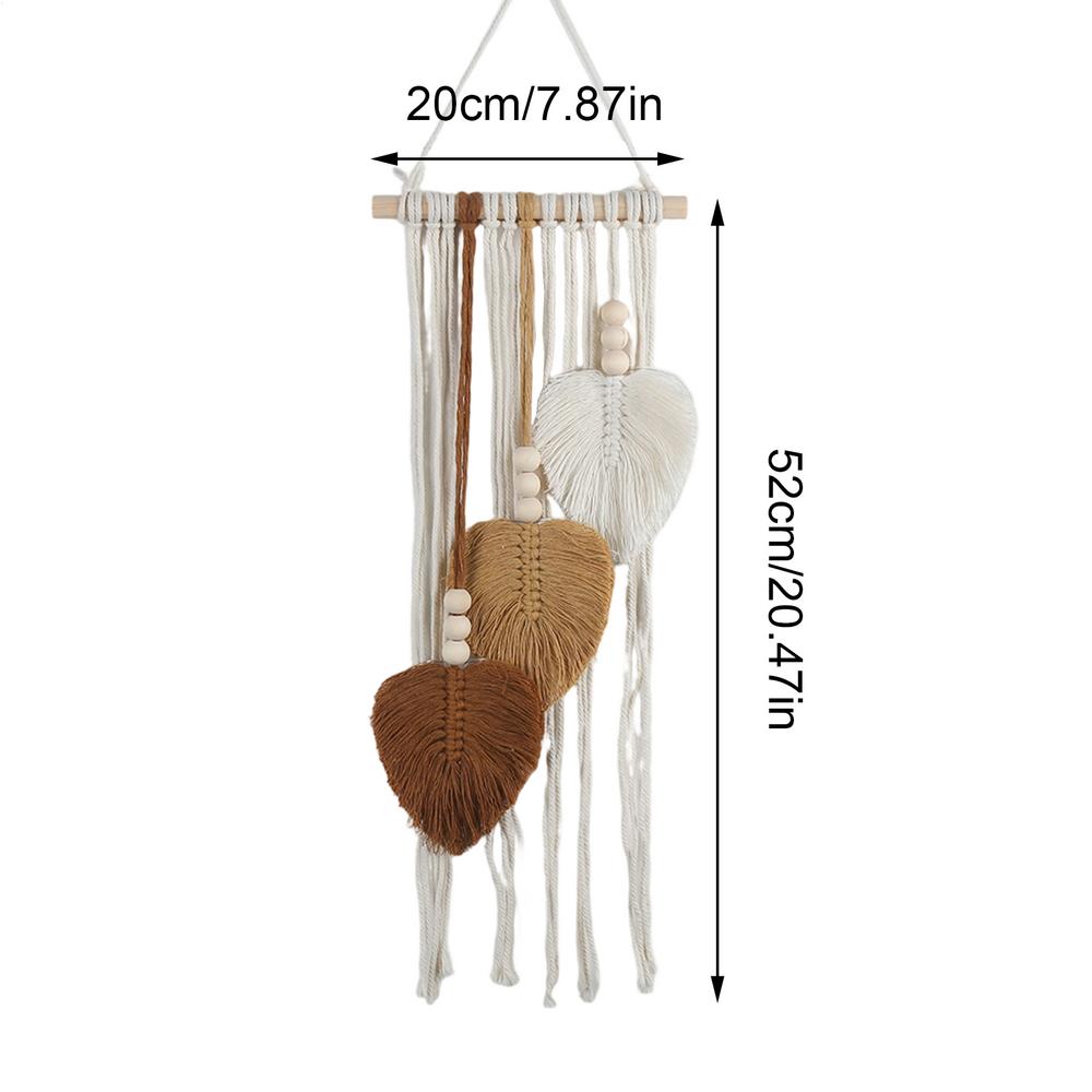Macrame Tapestry Macrame Leaves Woven Tapestry Wall Hanging Decor for Living Room Bedroom Boho Wall Art Boho Home Decor