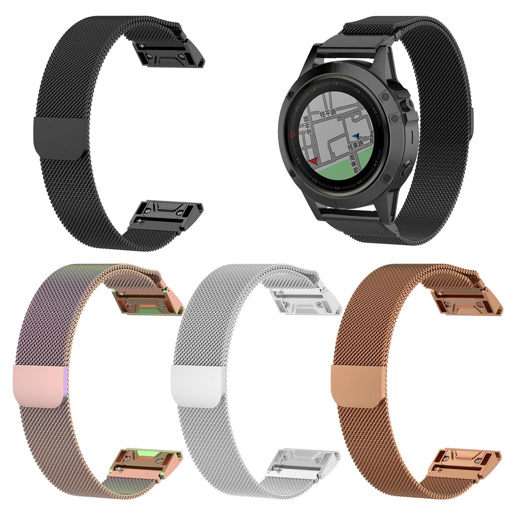 Milanese Stainless Steel Magnetic Watch Strap 26mm for Garmin Fenix 5X/5X Plus/3/3 HR/3 Sapphire/D2 Bravo/Quaitx 3