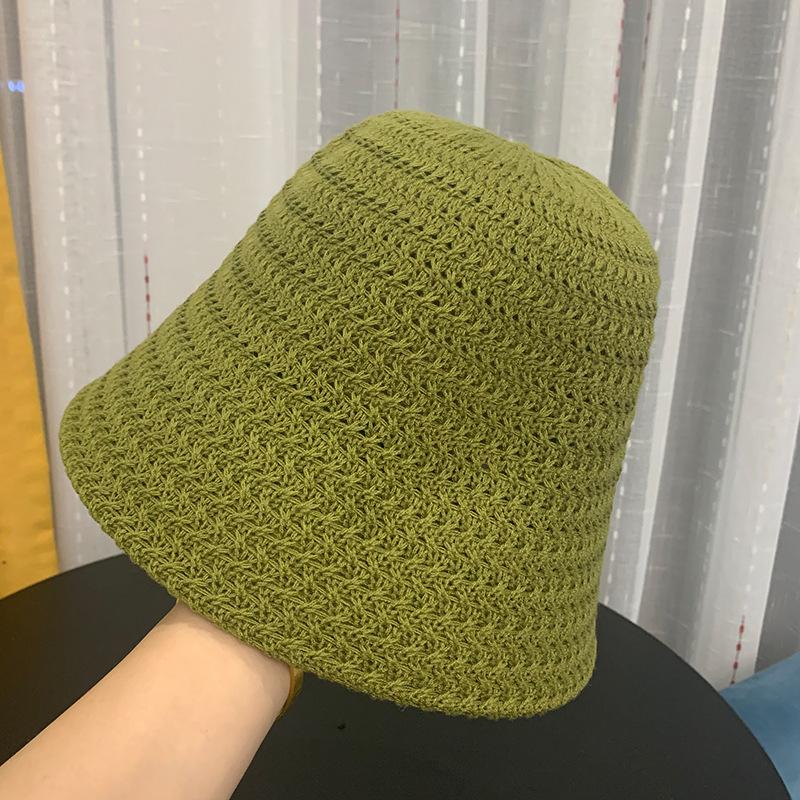 Wind Dome Solid Color Knitted Bucket Hat Autumn and Winter New Bucket Hat Women's Sunscreen Face Cover Basin Hat