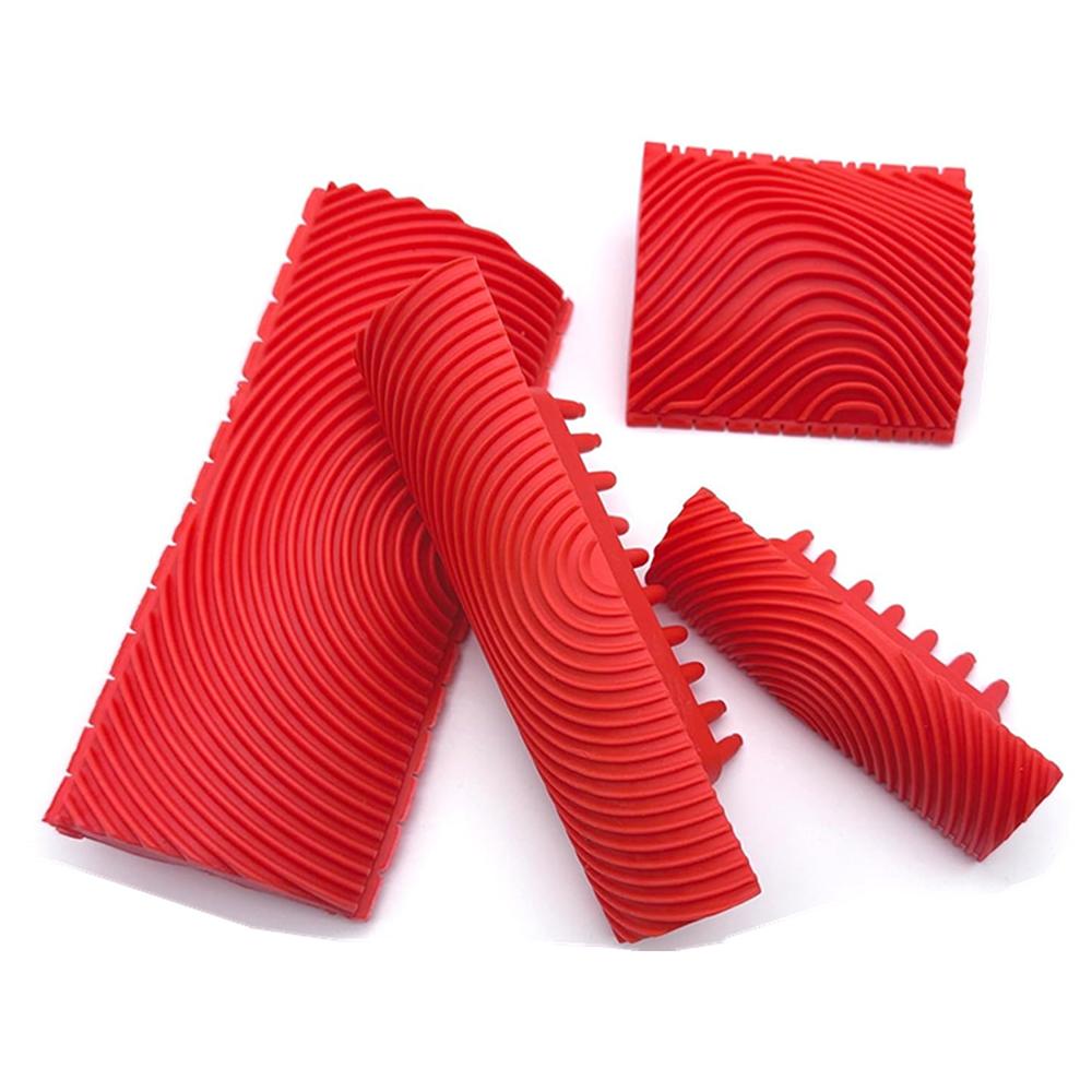 4Pcs Red Wood Grain Tool Kit for Decorative Painting Premium Wood Graining Tool