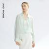 Lancy Women's Loose Fit Polo Collar Cardigan Blouse