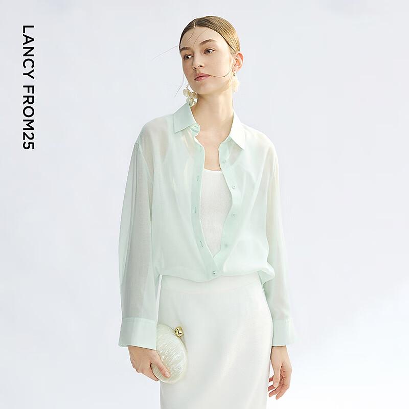 Lancy Women's Loose Fit Polo Collar Cardigan Blouse