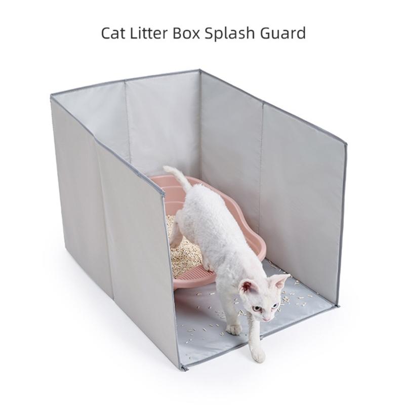Splash Proof Litter Tray Barrier With PVC Coating For Pet Litter Box Mess Prevention Easy To Use for Small Space