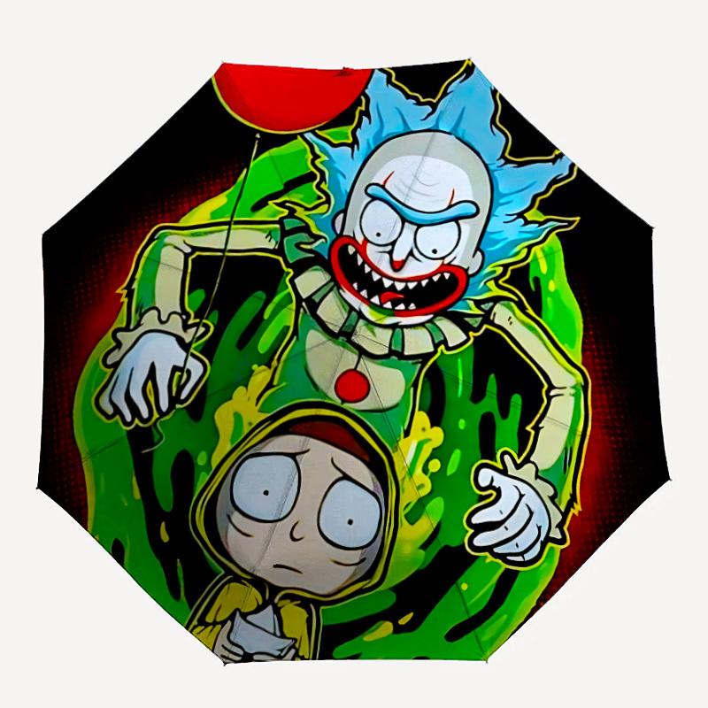

1pc Clown Horror Rick, Morty 8-Ribs Sturdy Frame, Automatic Open/Close, Durable & Colorful Ideal for Beach, Travel, And All Seasons10040