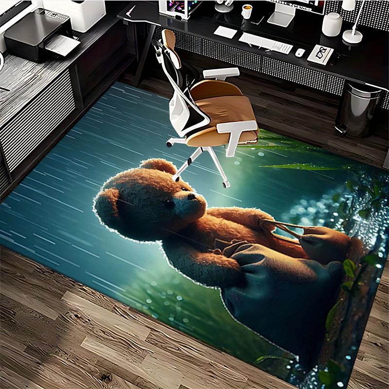 1pc Anime Teddy Bear Chair Mat - Office Desk Pad with Cute Teddy Design, Non-Slip Carpet for Home Decor, Suitable for All Seasons and Perfect as a Gif