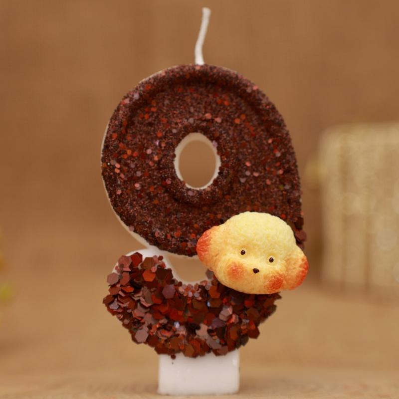 

Креативная цифровая свеча в виде головы собаки для торта, украшение для вечеринки, свеча для празднования первого дня рождения 9