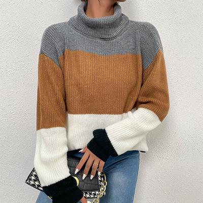 Damenmode Casual Herbst Winter Langarm High Neck Lose Pullover