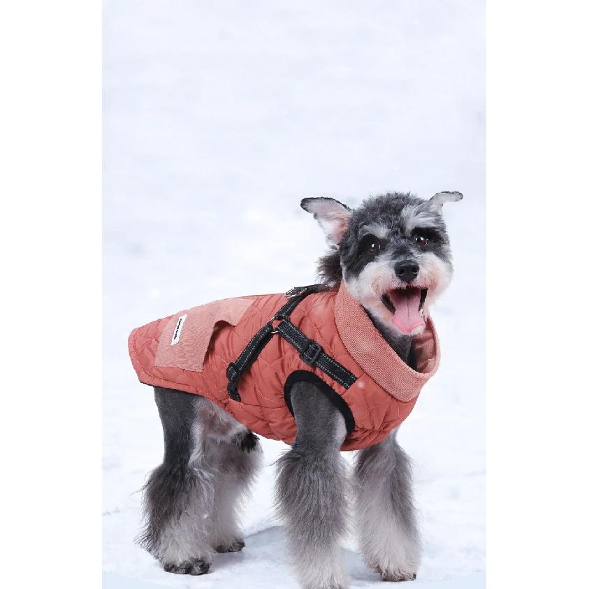 Waterproof Warm Dog Jacket With Harness Winter Dog Clothes French Bulldog Coat Chihuahua Pet Costume for Small Medium Dogs